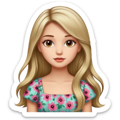 pretty girl with long hair and highlights makeup 🐬 sticker