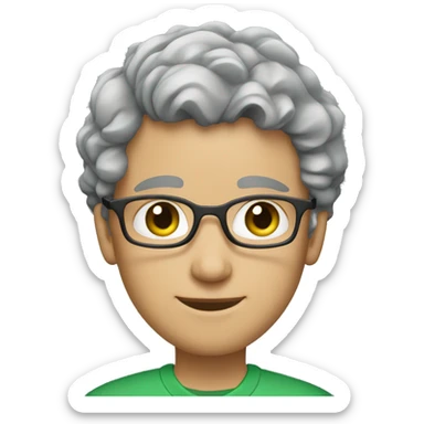 a teacher with GREEN eyes and grey,short and curly hair sticker