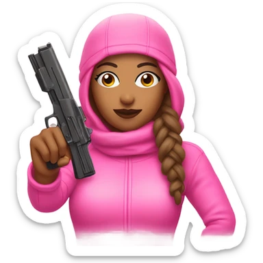 Latina chola with pink ski mask and pink nails and pink gun  sticker