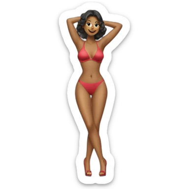 sexy woman on high heels swimming suit sticker