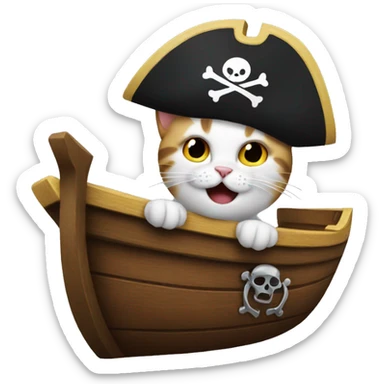 Cat on a pirate boat crying  sticker
