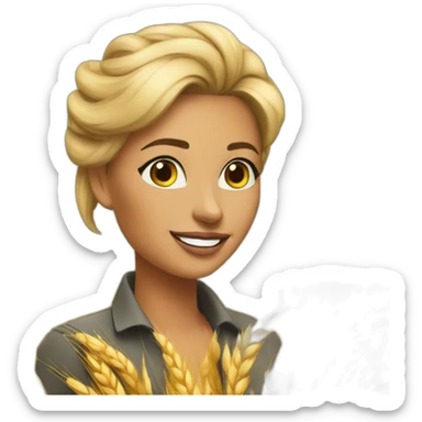 lady sport boss cartoon, in wheat industry, who works a lot, Nina sticker