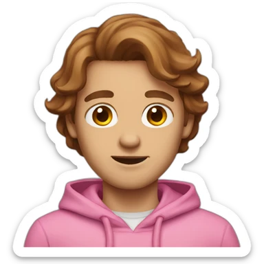 guy with a pink hoodie and brown hair sticker