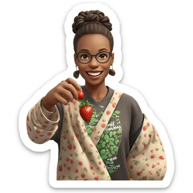 smiling girl with strawberries outdoors sticker