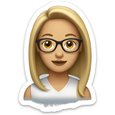 Lady with shoulder length hair and glasses sticker