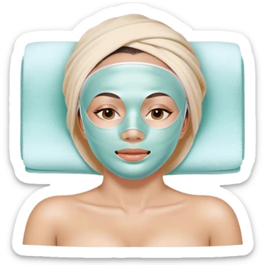 Lady with pastel face mask spa beauty full face relaxing sticker