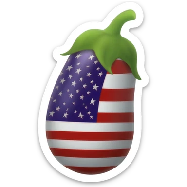 Eggplant with an American flag as its skin sticker