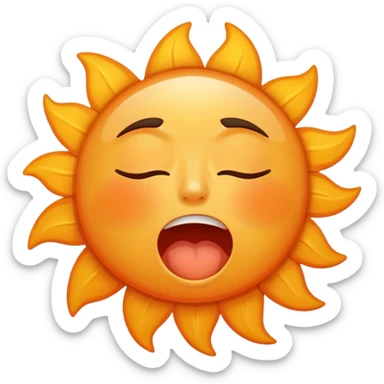 A sleepy sun with tired eyes and yawning sticker