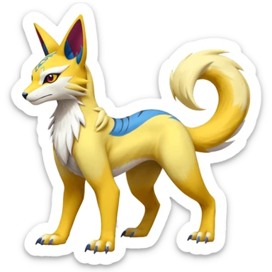 Latias-Vernid-Lombax-Renamon-Zeraora-Bastet-Fakémon-hybrid-fusion-creature, full body sticker