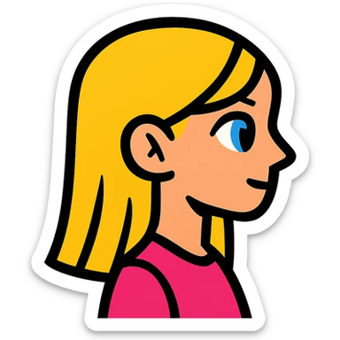 blonde girl with blue eyes, straight hair, side profile sticker