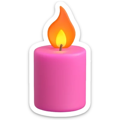 A pink candle with a flame on it, viewed from top to down. sticker