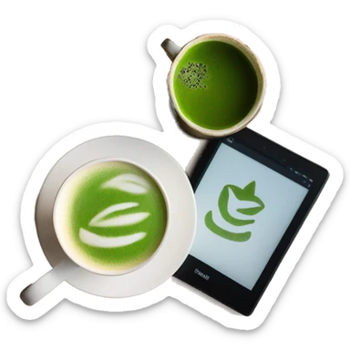 kindle ereader next to a matcha latte sticker