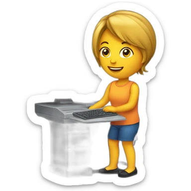 Une fille derrière un ordinateur sticker