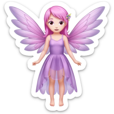 Lilac and pink fairy with wings but you can see her whole body  sticker