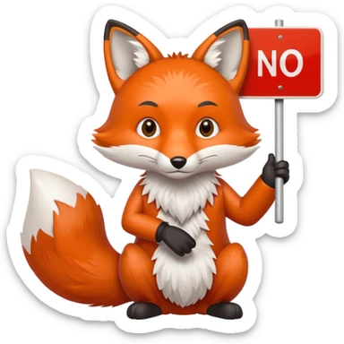 a fox HOLDING a no sign sticker