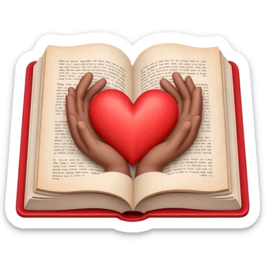 un libro abierto y que en sus paginas haya un corazon hecho con las manos sticker