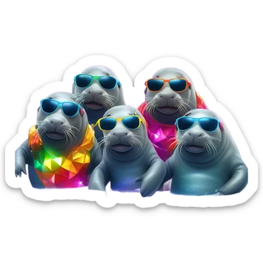 manatee disco party sticker