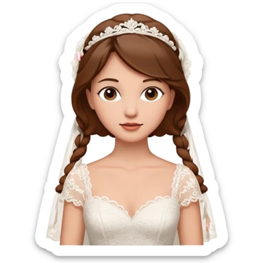 Blonde skin bride with brown hair with a chin on her face sticker