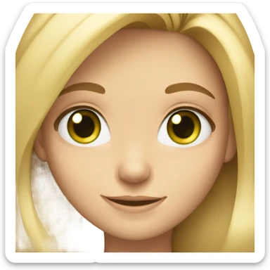 smiling girl with long blonde hair and green eyes sticker