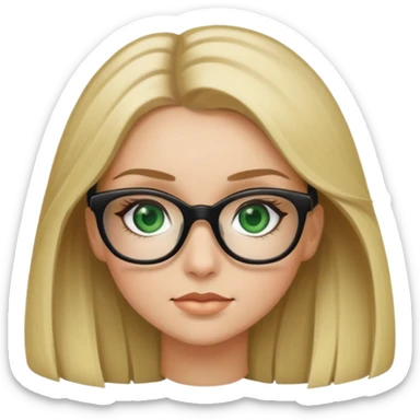 girl with a blond- dark blonde hair black glasses green eyes long lashes  sticker