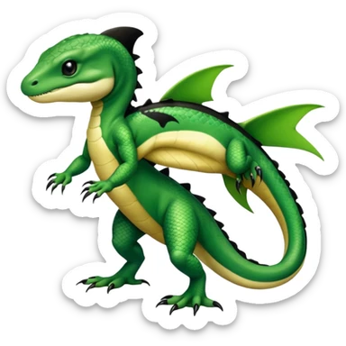 Orca-dragon-reptile-reptilian-lizard-skink-gecko-Digimon-hybrid full body, two legs, arms, tail sticker