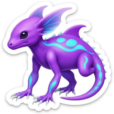 Tropical futuristic lush neon purple Fionbri-Vernid-creature (full body) sticker