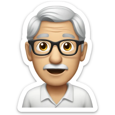 Old man with shorter grey hair with glasses playing crib sticker