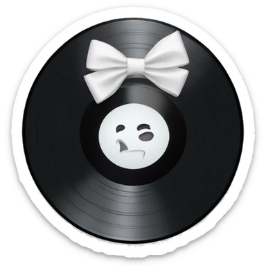 vinyl record with white bow sticker