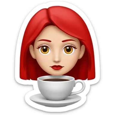 Una figura roja con cabeza cuadrada y cuerpo de rectángulos con cara con dos ojos negros como puntos y cejas preocupadas sin boca y que tenga como una especie de polvo café en la cabeza sticker
