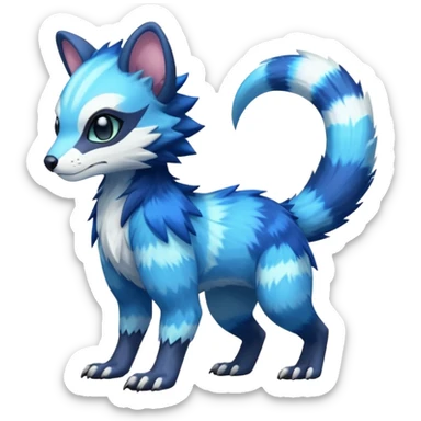 Colorful translucent luminescent glowing Trico-Sergal-Furret-Ferret-Wolverine-Vernid-furry-fursona-fusion-Fakemon-animal-hybrid-creature, full body sticker