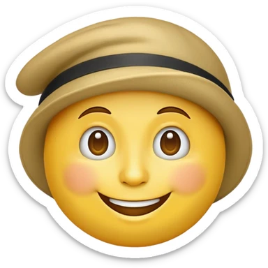 moon face emoji with hat sticker