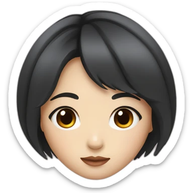 Japanese female with short black hair natural make up sticker