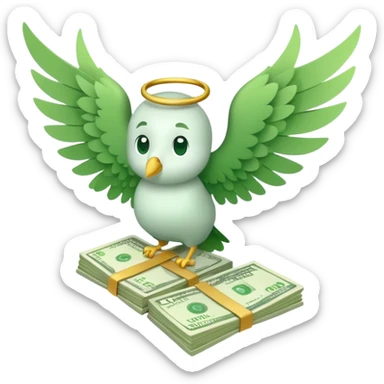 money flying with wings sticker