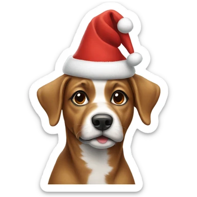Dog wearing a Christmas hat sticker