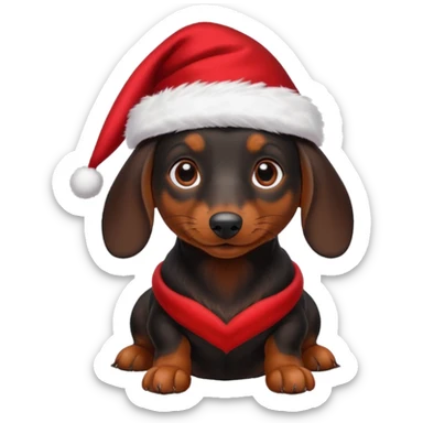 Black christmas dachshund  sticker