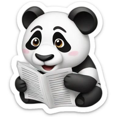 a panda reading the news sticker