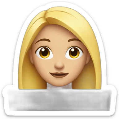 cute woman eyes behind a laptop sticker