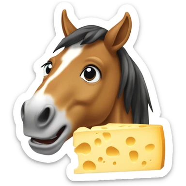 Horse eating loads of cheese sticker