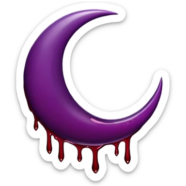 Black crescent moon with blood dripping from it dark purple sticker