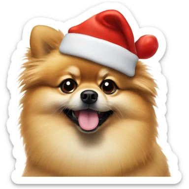 Pomeranian with a Santa hat  sticker