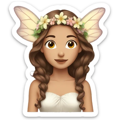 Beautiful fairy brown hair flowers sticker