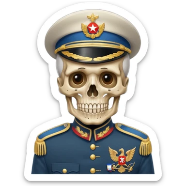 generate a realistic skeleton in a Russian military uniform sticker