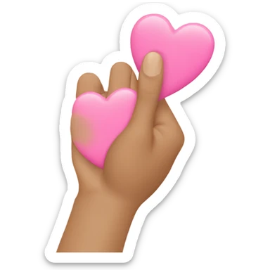 Beige hand holds pink heart sticker