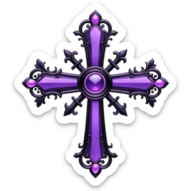 goth cross black with purple accents sticker