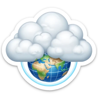 a large cloud with a glowing meridian globe sticker