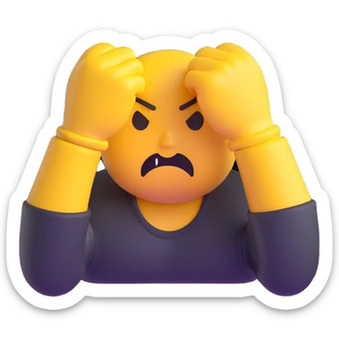 angry emoji face frowning with clenched fists visible sticker