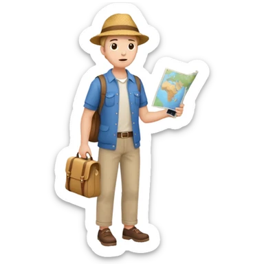 confused tourist full body, normal clothes sticker