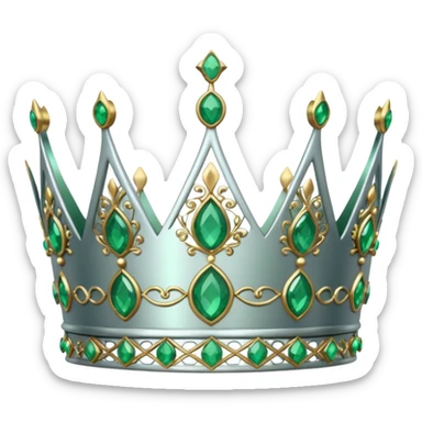 silver feminine crown with emeralds sticker