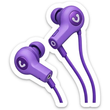 purple wired earbuds sticker