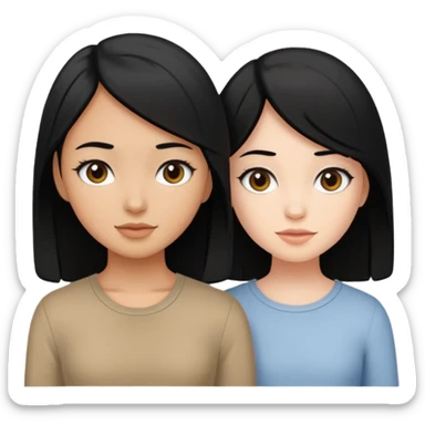 One tan girl with black hair one pale girl with black hair sticker